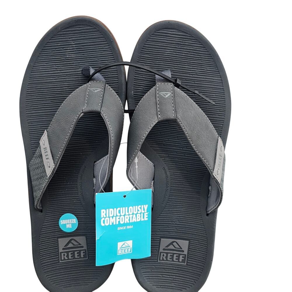 Reef Santa Ana Sandals Mens Sz 13 Gray Comfort Flip Flops Beach Pool Resort Vaca